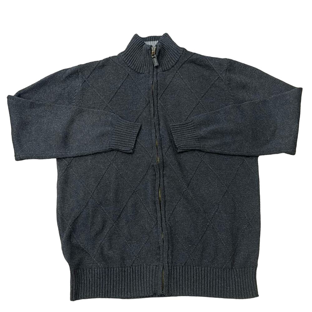 Oscar De La Renta Men's Full Zip Sweater Charcoal Size M